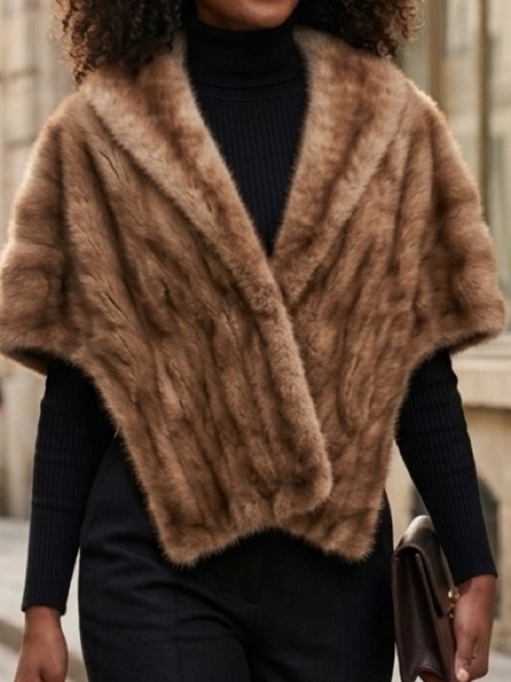 Vintage 1980s Brown Striped‎ Mink Fur Wrap from Sakowitz Furs Jacket